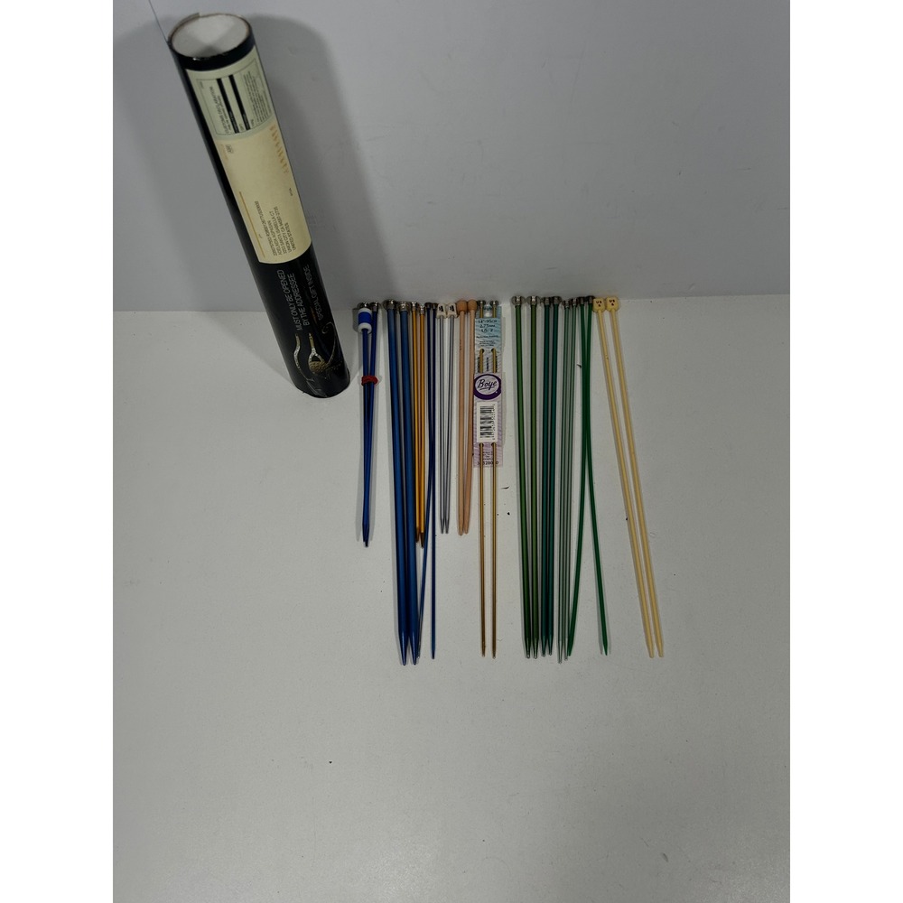 Vintage Mixed Knitting Needle Lot Boye Susan Bates Aluminum Bamboo 11 Pairs+
